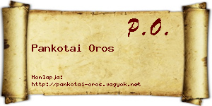 Pankotai Oros névjegykártya